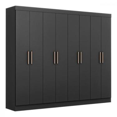 Imagem de Guarda Roupa Casal Paris 8 Portas MDP Preto Fosco Maxel, Preto