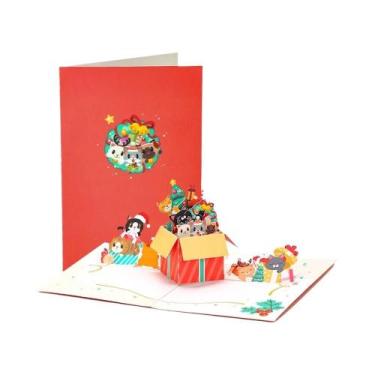 Imagem de Cartão De Natal 3D Com Árvore De Natal E Gato, Com Envelope, Cartão Po