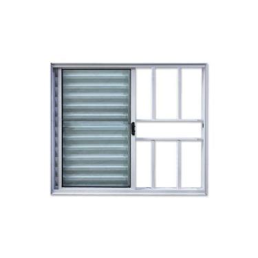 Imagem de Janela Veneziana 3 Folhas Com Grade Alumínio Branco 100x150 - Brecorim
