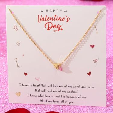 Imagem de BUBGDYFO Presente romântico banhado a ouro 18K para ela, aniversário e dia dos namorados, pingente de amor gravável com zircônia cúbica cintilante, Medium, Banhado a ouro, Sem Pedra Preciosa