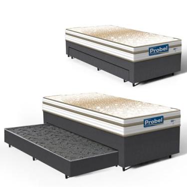 Imagem de Cama Box com Colchão de Molas Ensacadas Double Face Pillow Euro Alfa Probel + Auxiliar de Espuma Unique Solteiro 88cm (Cinza)