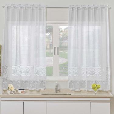 Imagem de Cortina De Janela Uva Em Renda Para Varão Simples 2,00m X 2,50m 100% Poliéster - Uva