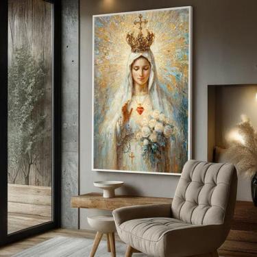 Imagem de Quadro com Moldura e Acrilico Cristal Vidro Nossa Senhora para Sala, Q