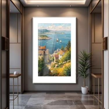 Imagem de Quadro com Moldura e Acrilico Cristal Vidro Paisagem Estilo Pintura pa