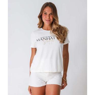 Imagem de Blusa Feminina Estampada Manga Curta Marisa Off White-17043, Off white