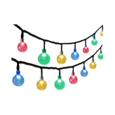 Imagem de Guirlanda De Bolas De Cristal Solar Coloridas Para Jardim Externo, Luz