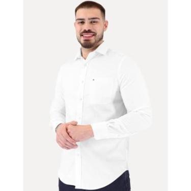 Imagem de Camisa Tommy Hilfiger Masculina Regular TH Flex Textured Pocket Stretch Branco-Masculino