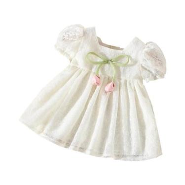 Imagem de Vestido De Princesa Branco Com Renda Para Meninas Pequenas Estilo Core