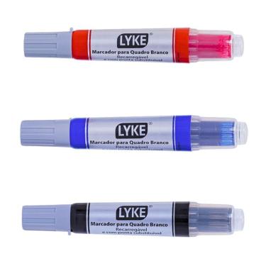 Imagem de Kit 3 Pincel Marcador Quadro Branco Recarregável Lyke