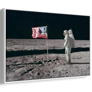 Imagem de Quadro decorativo Homem na lua - Art Canvas, 180 x 120 cm, Branco