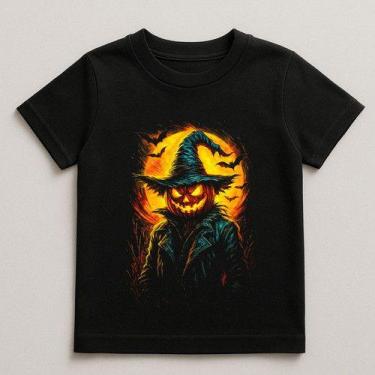 Imagem de Camiseta Infantil Halloween Abobora Noturna Lua 100% Algodao - NoBrand