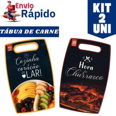 Imagem de Kit 2 ou 1 Tábua de Corte Grande de Cozinha para Legumes Comida Carne 