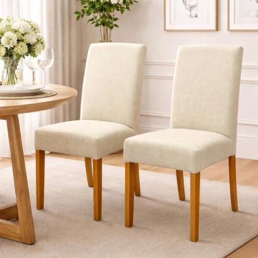 Imagem de Kit 2 Cadeiras De Jantar Estofadas Madeira Maciça Multimóveis Cr15017 Madeirado-Bege