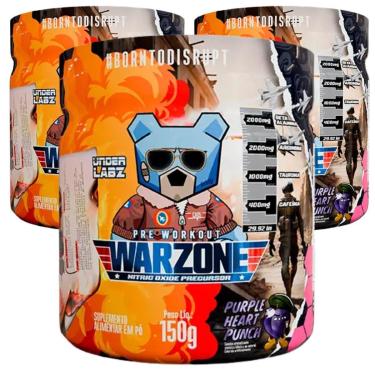 Imagem de Combo 3 Pré-Treino Warzone Under Labz 150g Suplemento Treino-Unissex