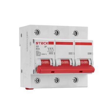 Imagem de Disjuntor Steck Din 3P 100A Curva C 10Ka Sdd3c100 Branco