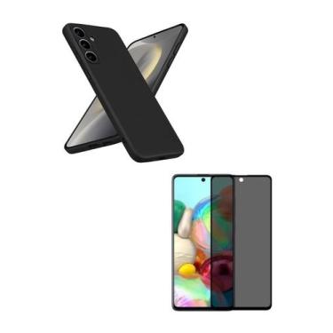 Imagem de Capa Silicone Case Preto + Película Fosca Privativa para Galaxy S25 FE