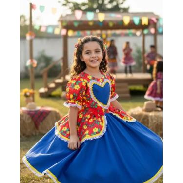 Imagem de Vestido Infantil Festa Junina Julina Quadrilha Caipira Luxo - Festa Lu