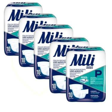 Imagem de Fralda Geriátrica Adulto Mili Vita   Tamanho P  5 Pacotes com 10 Frald