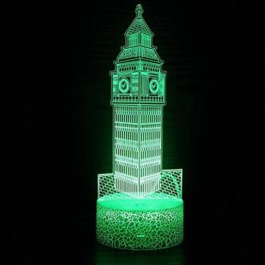 Imagem de Luz noturna 3D com arquitetura de torre Eiffel LED para quarto de cria