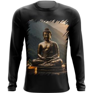 Imagem de Camiseta Manga Longa Estátua de Buda Iluminado Religião 14 - Kasubeck 