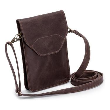 Imagem de Bolsa Carteira Couro Legitimo Crossbody Porta Documento/celular - NoBr