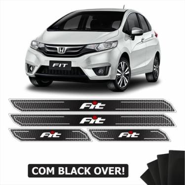 Imagem de Kit Soleira Diamante Honda Fit 2006/2014 Com Black Over - Resitank