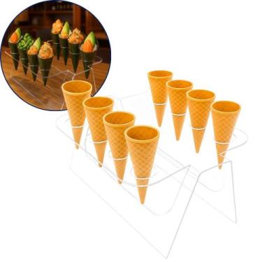 Imagem de Expositor Temaki Duplo Sorvete Suporte Acrílico Cristal 8 Cones Snacks