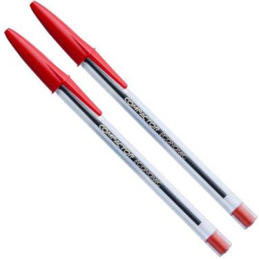 Imagem de Kit 2 Canetas Esferográficas 1.0mm Economic Vermelha Compactor