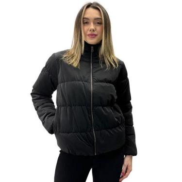 Imagem de Jaqueta Hering de Nylon Puffer Gola Alta Feminina, G, Preto