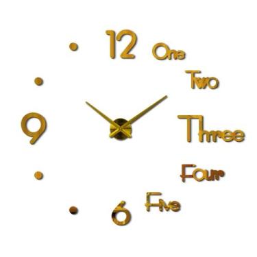 Imagem de Relógio De Parede  3d  Dourado Grande Decorativo Escritório - DIY