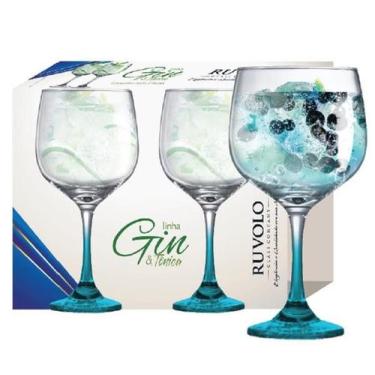 Imagem de Taça gin 705 ml haste azul lv c/02 pç - Ruvolo
