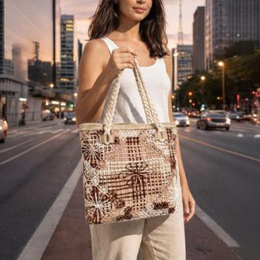 Imagem de Bolsa Feminina Tecido Chic Detalhada Croche Mão Ombro Estilosa Artesan