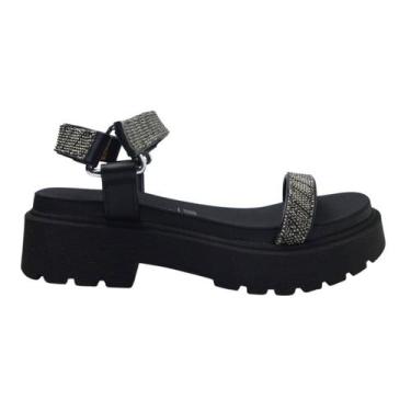 Imagem de Sandália Plataforma Tratorada Feminino Vizzano 6499.103 Preto, Preto, 