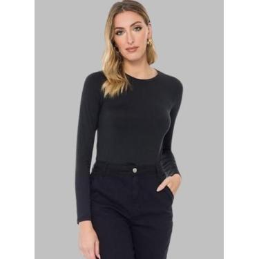 Imagem de Blusa térmica manga longa feminina doce trama ref:104430, Preto, G