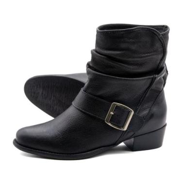 Imagem de Bota Duna Cano Médio em Couro Senna Preto - 4635SP - Andacco, Preto, 3