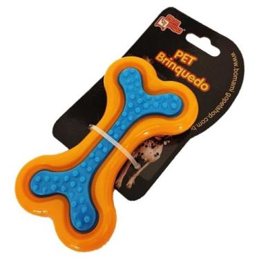 Imagem de Brinquedo Mordedor Pet Cachorro Osso nylon Bicolor - Bom Amigo, Laranj