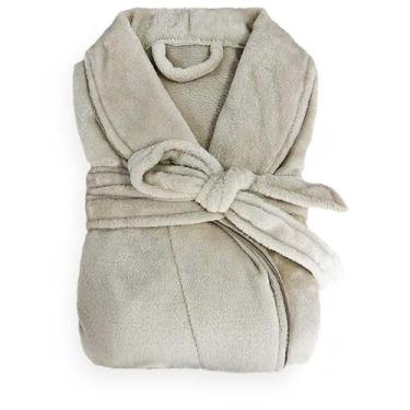 Imagem de Roupão de Banho Adulto Unissex Neo Velour - Camesa, Bege