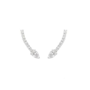 Imagem de Brinco Ear Cuff Gota Cristal Banhado a Ródio Branco - Zircônia - VIDIÈ