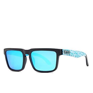 Imagem de Óculos de sol polarizados Dubery para homens e mulheres 2019 Novo quadrado moderno vintage óculos de sol esportivo dirigir espelho retrô marca de luxo, 10-blue&black/Blue, One Size