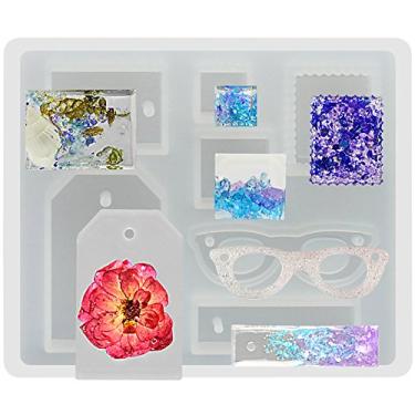 Imagem de Funshowcase Jewelry – Molde de silicone de resina para projetos de artesanato de chaveiro com pingente, Tags ( With Holes )