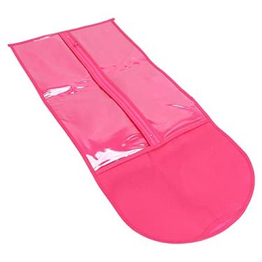 Imagem de Bolsa de armazenamento, conveniente à prova de poeira Bolsa de armazenamento para perucas para viagens diárias(Rosa vermelha)