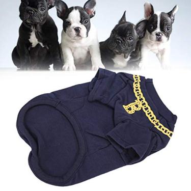 Imagem de Roupas e camisetas de algodão leve e elegante para cachorros de estimação(Azul, M)