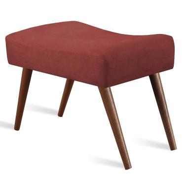 Imagem de Puff Cama inBox Aluna Retangular com Pés em Madeira Maciça Tecido Suede Vermelho