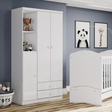 Jogo de Quarto Infantil Completo Nuvem com Guarda Roupa 4 Portas, Cômoda 1  Porta e Berço Branco - Phoenix Baby - Móveis para Quarto - Magazine Luiza