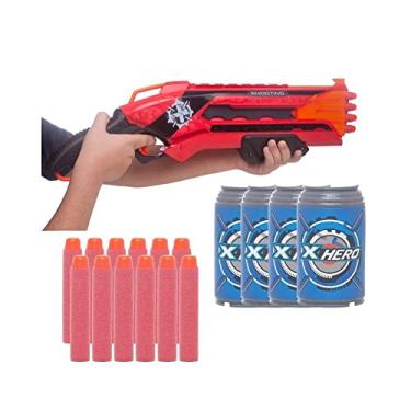 Arma Lançadora de Dardos Tipo Nerf Fit Azul com 4 Dardos Hero Baby Style