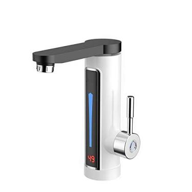 Imagem de Torneira de pia de água quente torneira de aquecimento rápido doméstico com display digital LED torneiras de aquecimento rápido quente e frio com aquecedor de água portátil de acampamento de 3,3 KW, branco, 23 cm