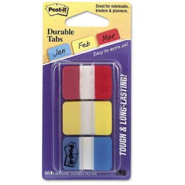 Imagem de Post-It® Abas duráveis, 2,5 cm x 3,8 cm, vermelho/amarelo canário/azul, lote de 4