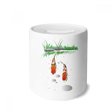 Imagem de DIYthinker Couple Tradition Chinese Fish Money Box Saving Banks Ceramic Coin Case Kids Adults