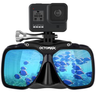 Imagem de OCTOMASK – Máscara de mergulho com suporte para todas as câmeras GoPro Hero para mergulho, snorkeling, mergulho livre, Preto, One Size Fits All