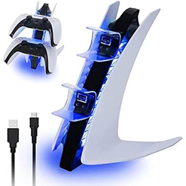 Imagem de TwiHill Carregador para PS5 com duas portas USB C, base de carregamento rápido USB dupla para Sony Playstation 5 Controller
